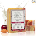Goat Milk Soap Bar, Cherry Almond (3 Pack) - Premium, Handmade w/Real Milk in USA - Hand & Body Goat Soap - Dry Skin, Gentle, No Dyes - (Large, 5oz)