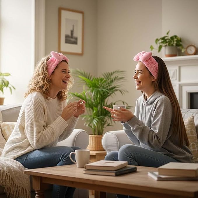 Spa Headbands,Makeup Headbands for Women,Facial Headband Bulk,Soft Coral Fleece Headband for Makeup,Cosmetic Head Wraps,Bow Hair Bands for Face Washing Shower Skin Care (pink, 25pcs)