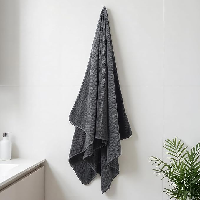 REDKISS Pack of 1 Jumbo Bath Sheet, 40 x 80 Inches Microfiber Oversized Bath Towel for Bathroom, Extra Large & Lightweight, Quick-Dry, Super Soft & Absorbent, Perfect to Wrap Yourself in, Dark Gray