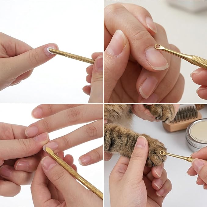 100/180 Grit Sandpaper Sheets Dual Ended Nail Cuticle Pusher, Cuticle File Stainless Steel Nail Pusher Russian Prep Nails Pushers Self-Adhesive Sandpaper for Manicure Pedicure Nails Care Tools, Gold