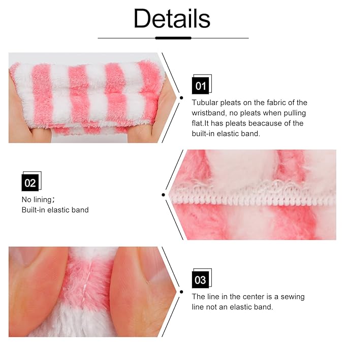 WHAVEL 6PCS Spa Headband and Wristbands Set, Face Wash Headband Wrist Bands for Washing Face Makeup Skincare Hair Band Skin Care Accessories Tools