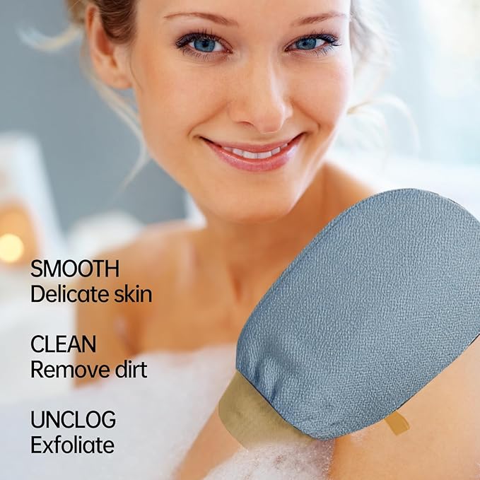 Exfoliating Gloves Glove for Shower,Exfoliating Mitt Mit Body Scrubber,2 Pcs Shower Gloves Exfoliating for Women,Green and Blue