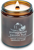 Hemlock Park Pomegranate Passionfruit Apothecary Hand-Poured Scented Candle | Crackling Wood Wick, Botanical Fragrance & Coconut Wax | Up to 60 Hour Burn Time | 8 oz