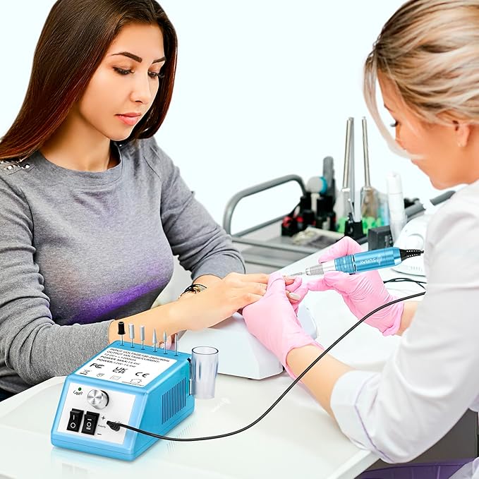 Subay 30000RPM Nail Drill Professional Electric File Acrylic Nails Kit for Acrylic Nails Remove Nail Gel Polish Manicure for Salon Home with 100pcs Sanding Bands, Dark Blue