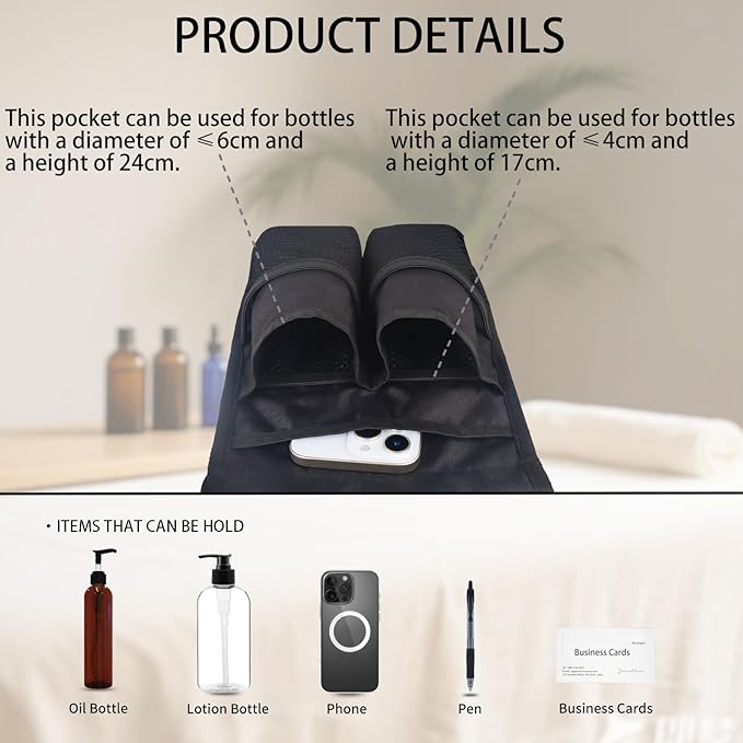 Massage Bottle Holster with Multiple Pockets Design,Machine Washable Massage Lotion Holster with Air Mesh,Heavy Duty Adjustable Strap and Durable Lotion Oil Waist Belt,for Massage Therapist(Only Bag)