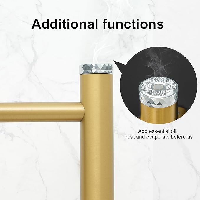 Electric Towel Warmer Rack,Heating Towel Warmer,Timer & Temperature Control,Wall-Mounted Plug-in for Bathroom, Gold,Stainless Steel,10-Bar(31.5x20.08x4.41in)