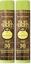 Sun Bum SPF 30 Sunscreen Kiwi Lip Balm - Moisturizing Aloe Vera and Vitamin E - Vegan and Cruelty Free - Broad Spectrum UVA/UVB Lip Protection - 0.15 oz Stick (Pack of 2)