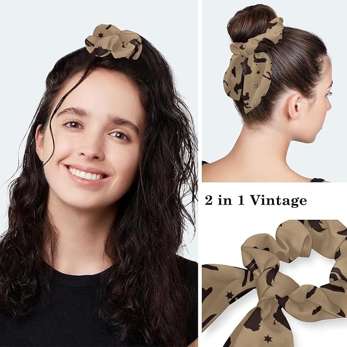 Ethnic Aztec Pattern Adjustable Scrub Cap Hat with Button, Working Hat Sweatband with Bow Hair Scrunchy for Woman