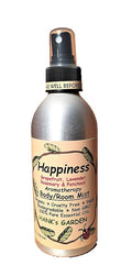 HAPPINESS Aromatherapy Body Room Mist Spray - Lavender, Grapefruit, Rosemary, Patchouli - 100% Pure Essential Oils, Vegan, Organic, Non GMO (8 oz)