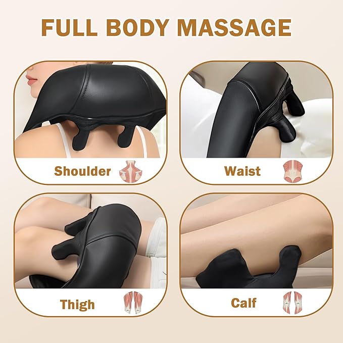 Joyset Neck Massager with Heat, Cordless Shiatsu Neck Massager for Pain Relief Deep Tissue, 6D Kneading Shiatsu Shoulder Massager for Mother's Day, Dad Mom and Friend