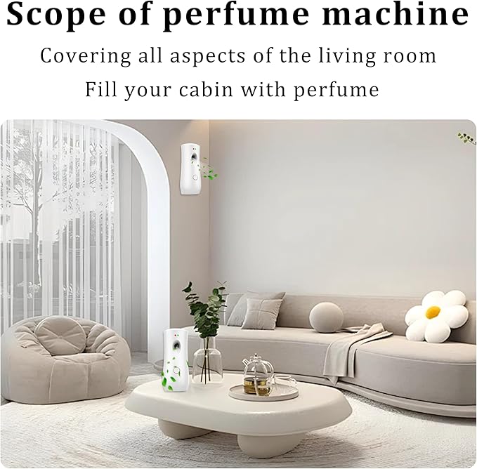 Automatic Air Freshener Spray Dispenser (6-Pack), Free Standing or Wall Mounted Adjustable Aromatherapy Machines for Home, Indoor, Bathrooms, Offices, Hotels and Commercial Places (White, 001)