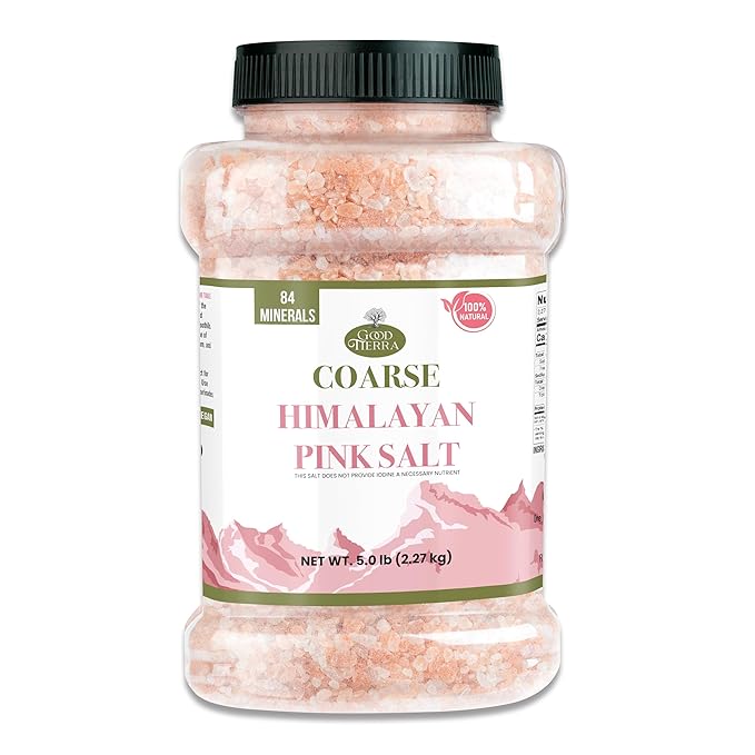 Good Tierra Himalayan Pink Salt in Jar - Coarse, 5 lb (4 Pack of Salt Bulk) - Ideal for Bath Salt, Table Salt Grinders, and Spice Jars