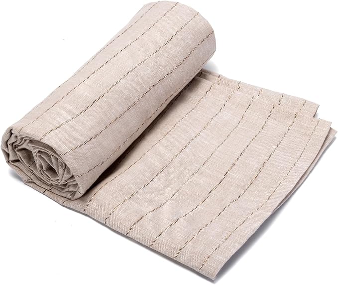 Linen Striped Bath Towel 30x53 with Hanging Loop- Highly Absorbent, Lightweight & Quick-Dry - Thin Soft Towel for Swim, Travel, Gym, Hotel & Spa