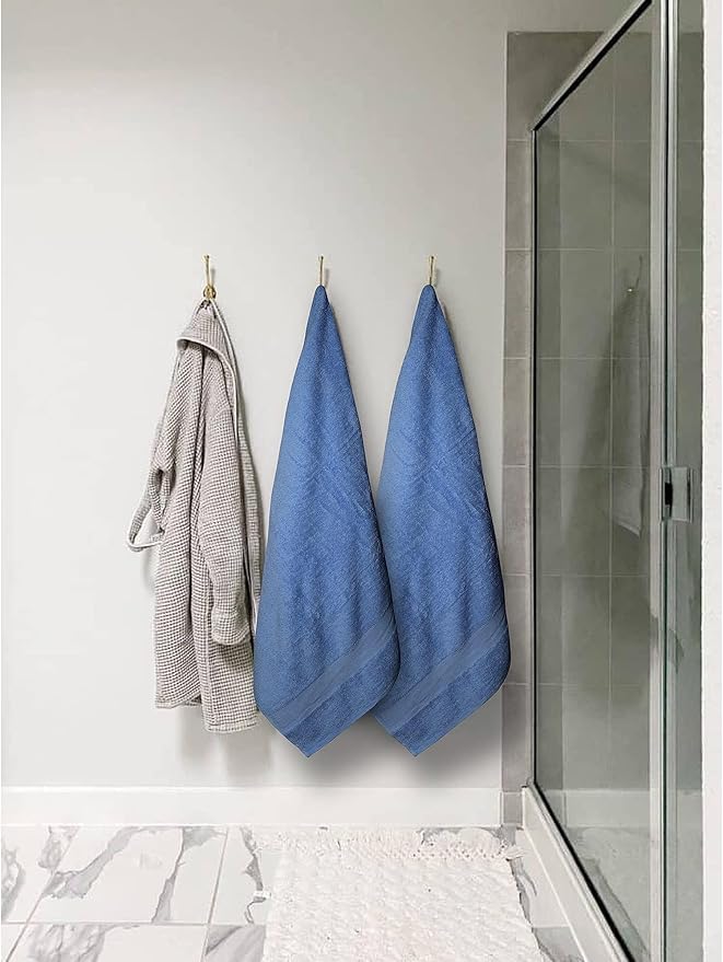Softolle 100% Cotton Luxury Bath Sheets - Pack of 2 (35" x 70") | Super Soft, Quick-Dry & Highly Absorbent Towels for Bathroom, Home, Spa & Gym (Sky Blue/Navy Blue)