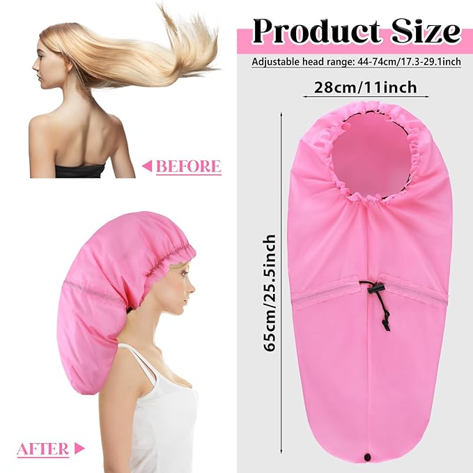 2 Pcs Large Shower Cap for Braids, Extra Long Shower Cap for Women Long Hair & Locs, Waterproof Hair Bonnets for Dreadlocks Drawstring Bath Caps for Women & Men (Pink, White)