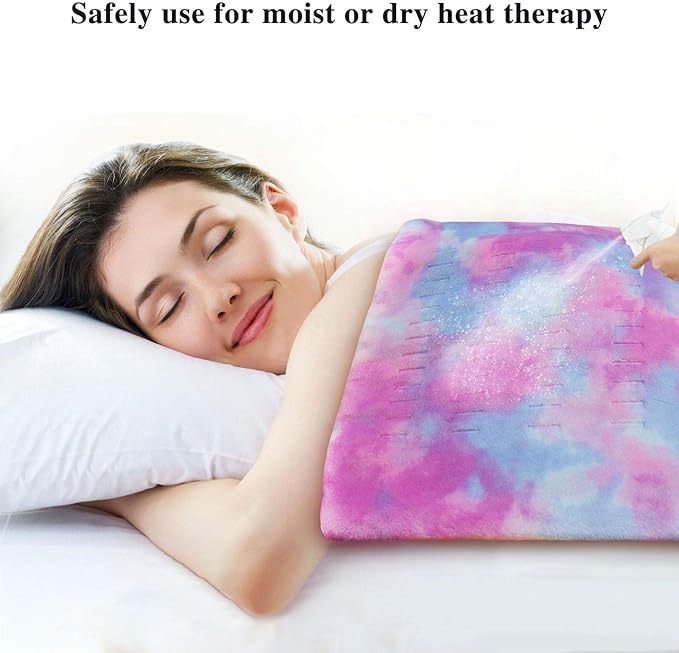 ZXU Pink Heating Pad XL King Size - Extra Large 12” x 24” Heating Pad for Back Pain and Cramps Relief- Ultra-Soft Heated Pad with Moist Heat,Auto Shut-Off Hot Heated Pad,Machine Washable