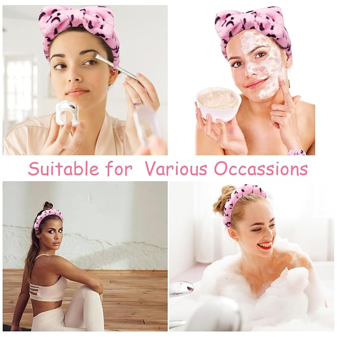 Chanaco Spa Headband, Skin Care Accessories, Makeup and Face Washing Hair Bands with Wrist Towels, Teen Girl Gifts and Trendy Stuff