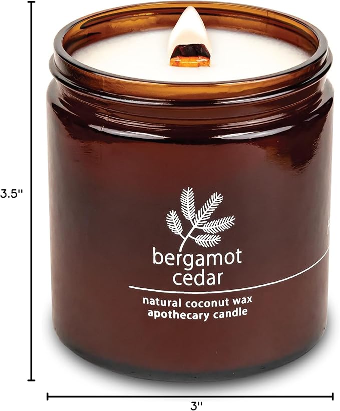 Hemlock Park Bergamot Cedar Apothecary Hand-Poured Scented Candle | Crackling Wood Wick, Botanical Fragrance & Coconut Wax | Up to 90 Hour Burn Time | 16 oz