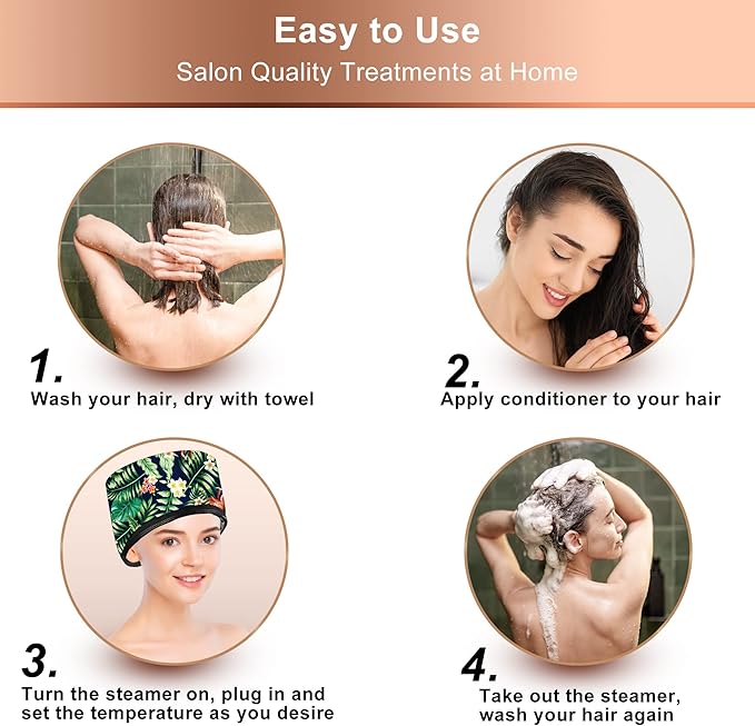 Heat Cap for Deep Conditioning, Ingeware Thermal Cap for Hair Steamer Cap for Natural Hair Portable Electric Heat Hair Spa Cap for Home Use Pattern (Floral Print)