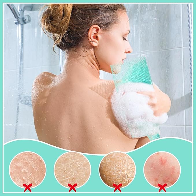 6 Pack African Net Sponge Exfoliating Glove Set, 3 Bath Sponge Body Scrubber Back Scrubber and 3 Pairs Exfoliating Gloves for Shower