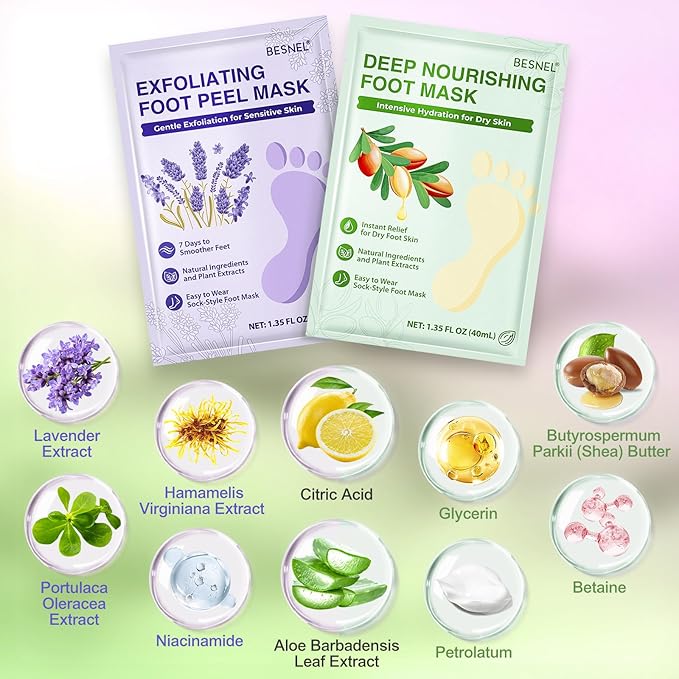 12Pack Moisturizing＆8Pack Foot Peeling Foot Mask, Hydrating Foot Masks Dry Cracked Feet,Soothing Moisturizer Repair Rough Heels＆Baby Soft Feet,Exfoliator Peel Calluses Dead Skin Callus Remover(20p)