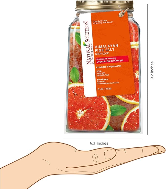 Natural Solution Pink Salt Body Soak with Blood Orange – 3 lbs of Organic Joint & Muscle Relief Soak for Relaxation, Rejuvenation, and Soothe Sore Muscles