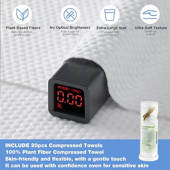 Hot Towel Dispenser, Mini Hot Towel Warmer for SPA, AZ GOGO Hot Face Towel Heater Machine with Smart Voice Alerts, 55°C(131°F) Constant Temp, 5-Second Fast Heating, 20 Compressed Towels