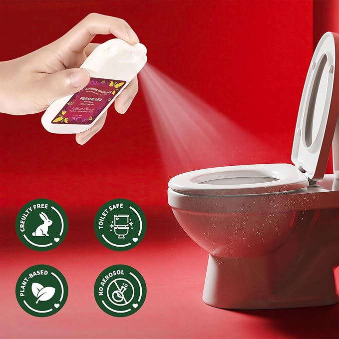 Travel Size Toilet Spray, 2 Pack Air Freshener Spray for Bathroom Deodorizer, Travel Essentials Variety with Removable Hook - Cedar and Berry Scent