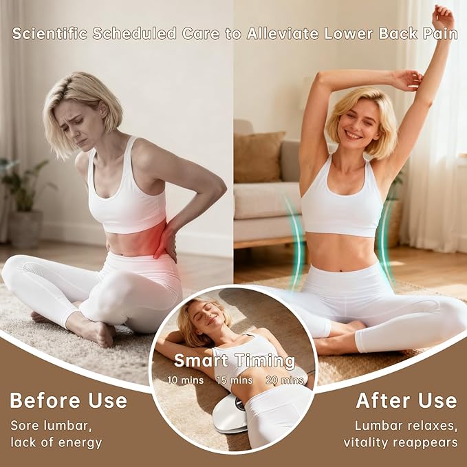 Zenopax Electric Lumbar Traction Device, Multifunctional Back Traction Device with Dynamic Traction, Left-Right Swing, 8-Level Electrotherapy, Vibration Massage, 3-Level Hot Compress