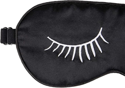100% Mulberry Silk Sleep Mask Blackout, Cute Natural Sleeping Mask with Adjustable Elastic Strap, Satin Eye Cover for Men Women Adults (White Eyelashes)
