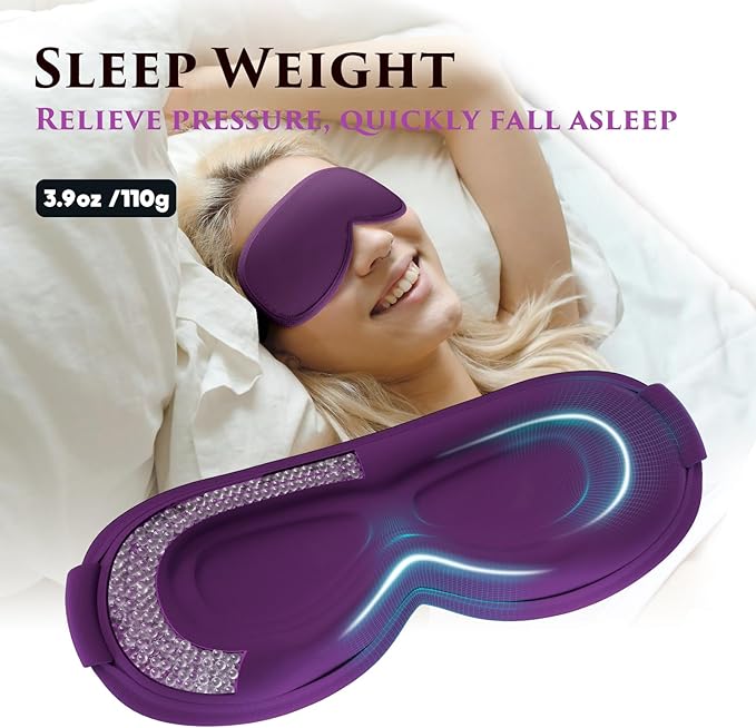 Weighted Eye Mask Cover for Sleeping - Eye Masks for Sleep with Adjustable Strap, Lash Extension Eye Covers for Women Men, 3D Contoured, Plane Travel Essentials, Blindfold for Meditation