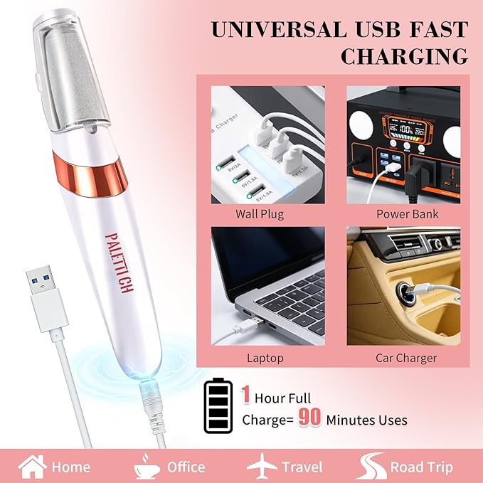 Electric Foot Callus Remover, Rechargeable Foot File Pedicure Kit for Hard Dry Cracked Skin, Professional At-Home Foot Care for Smooth Feet, Ideal Gift for Women and Men
