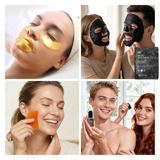 32 Pcs Mother's Day Gift for Mom, Charcoal Bath & Body Gift Basket Set for Women & Men, Hydrating Face Skin Care Set, Self-Care Relaxation Gift,Birthday, Christmas, Anniversary, Wife