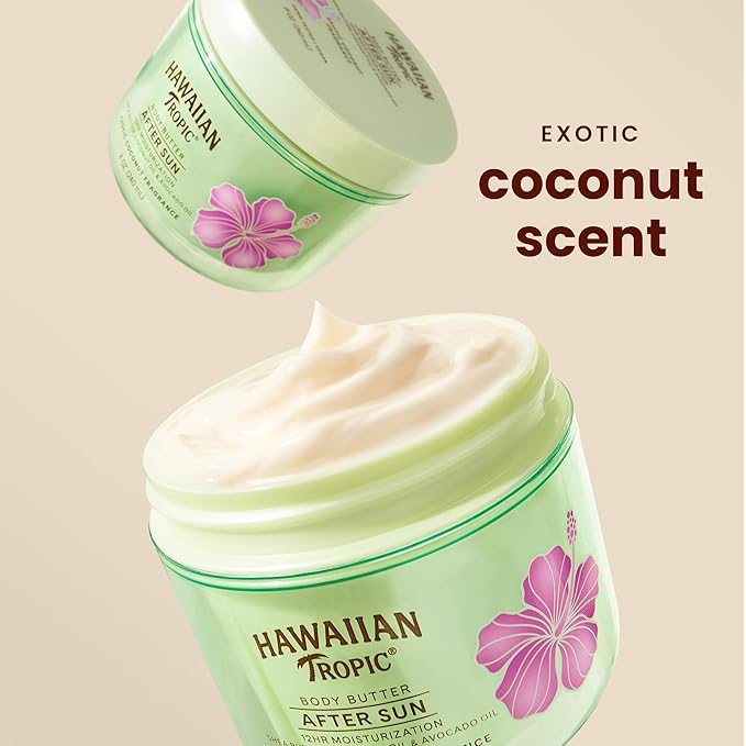 Hawaiian Tropic After Sun Body Butter with Coconut Oil, 8 oz, After Sun Lotion, Moisturizing Body Lotion, After Sun Moisturizer, Coconut Body Butter, After Sun Care, After Sun Skin Care, 8 oz