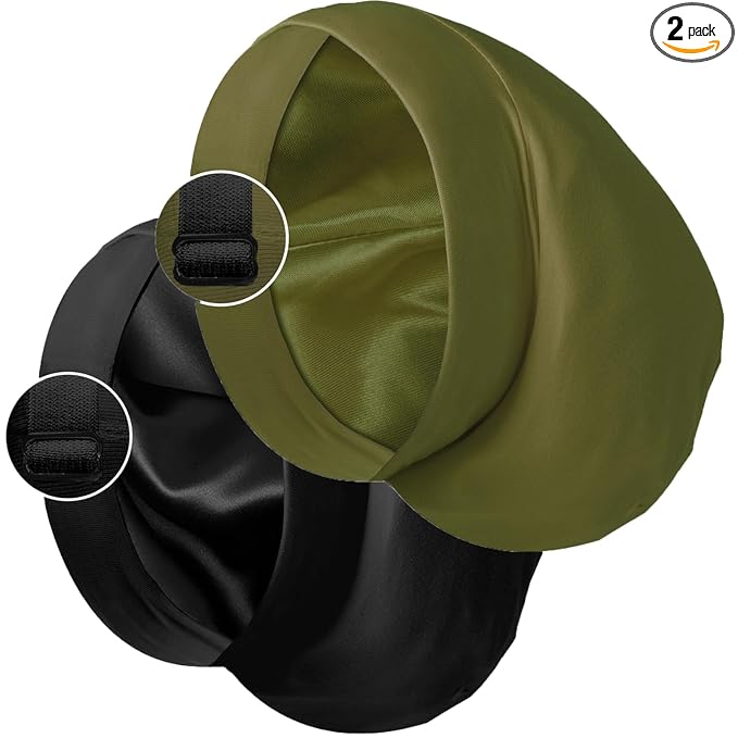 Satin Bonnet Silk Lined Sleep Cap- Adjustable Hair Cover for Women Men Frizzy Hair Night Cap Patients Care