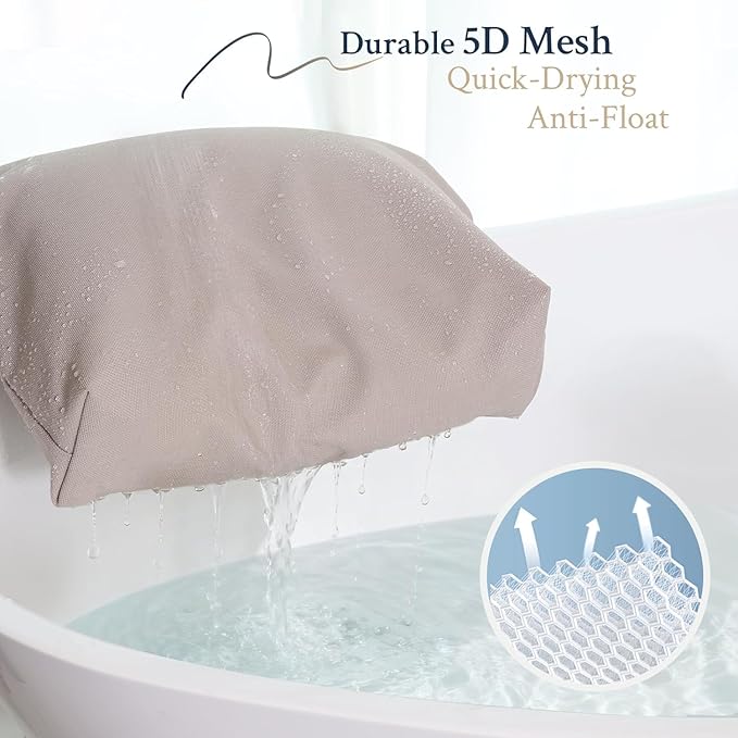 Luxury Bath Pillow for Bathtub, Soft & Comfortable Head Neck & Back Support, Adjustable Thickness, Quick Drying Bathtub Pillow for Pain Relief, Ideal Gift for Christmas Birthday Mother’s Day