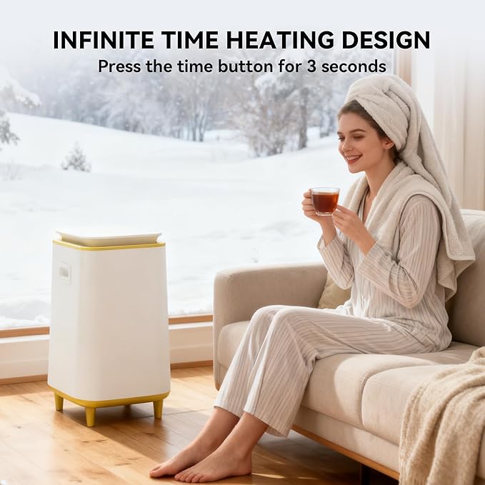 Large Towel Warmer for Bathroom, Unlimited Heating Heated Towel Warmers Bucket, Bath Blanket Warmers for SPA, Auto Shut Off, Fits Up to Two 40"X70" Oversized Towels, Bathrobes, Ideal Gifts, Yellow