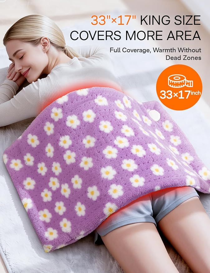 ALLJOY King Size Heating Pad for Back Pain Relief, 33”x 17” Extra Large Heating Pad for Period Cramps, Mothers Day Gifts for Mom, Heating Pad for Neck and Shoulders and Back with Auto Shut Off Timer
