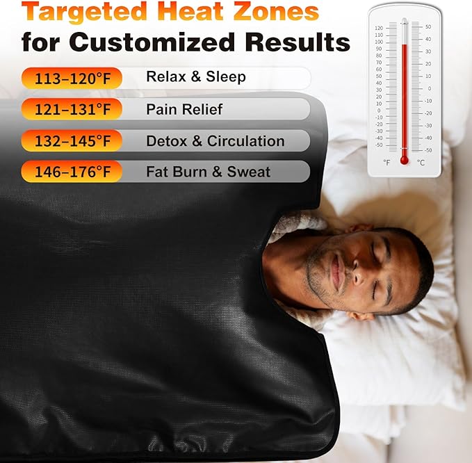 Infrared Sauna Blanket for Home Use, Portable Full Body Infrared Sauna Bag for Relaxation & Detox, Foldable Waterproof Design with Remote Control & Carrying Bag