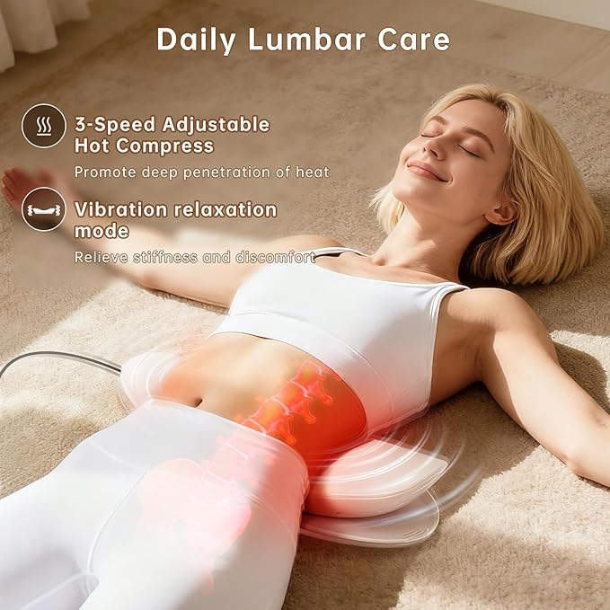 Zenopax Electric Lumbar Traction Device, Multifunctional Back Traction Device with Dynamic Traction, Left-Right Swing, 8-Level Electrotherapy, Vibration Massage, 3-Level Hot Compress