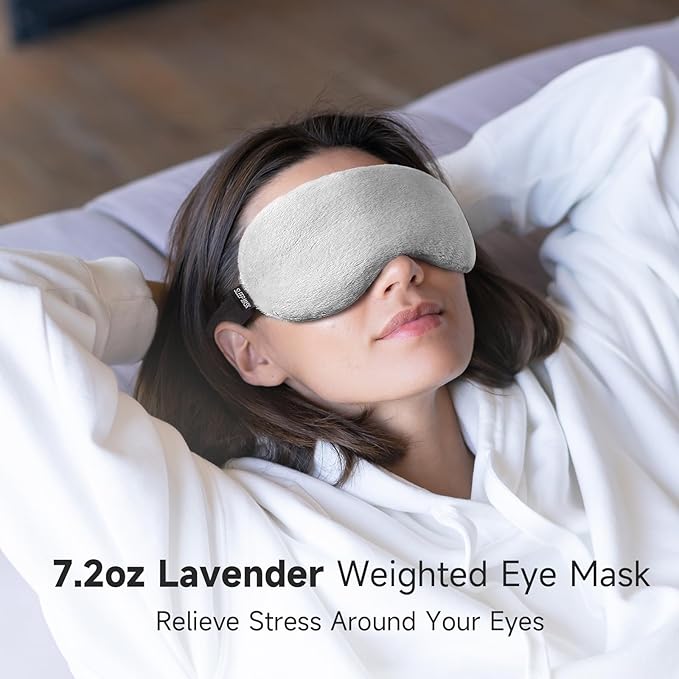 Umisleep Lavender Eye Mask, 0.45 lb Aromatherapy Weighted Eye Mask for Dry Eyes, Sleep Mask for Men Women, Hot Therapy Eye Cover for Compression Pain Relief, Eye Pillow for Puffy Eyes, Sinus Pain-Grey