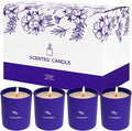 TranquilBliss Lavender Candles for Home Scented, 8 oz Scented Candles Present, Purple Jar Wax, Made with Soy for Women, 45 Hour Long-Lasting Burn for Girl Women Birthday Present Giving - 4 Pack