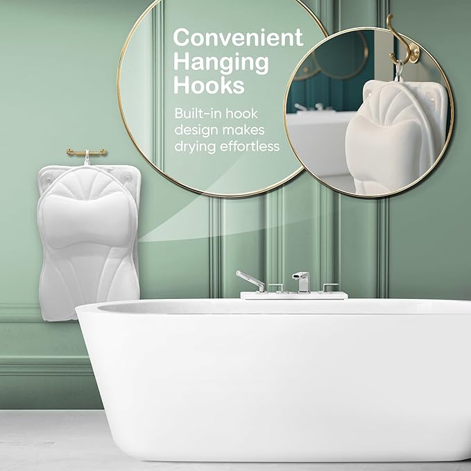Rylor Full Body Bath Pillow – Luxury Cushion for Bathtub | Extra Large & Thick | Premium Packaging - Head, Neck, Shoulder & Back Support – Quick-Dry, Mold Resistant – for Women & Men (White)