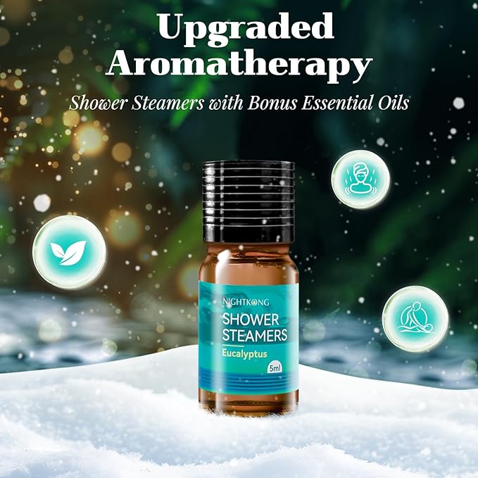 Shower Steamers Aromatherapy 8 Packs with 5ml Essential Oil, Eucalyptus for Shower, Birthday Gifts for Women Men, Mothers Day Gifts, Eucalyptus & Mint for Nasal Congestion, Stress Relief