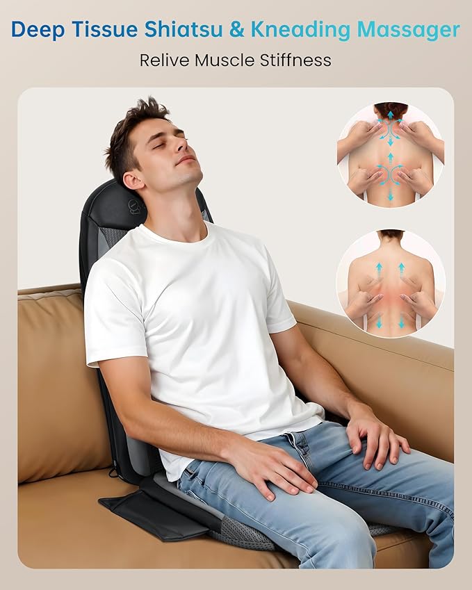 COMFIER Shiatsu Back Massager with Heat,Massage Chair Pad for Back Relief deep,Heated seat Cushion,Chair Massager for Neck,Hip with Kneading & Vibration,Home Office, Mothers Day Gifts for Women,Mom
