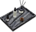 Real Natural Marble Tray for Bathroom, Vanity, Kitchen and Desktop, Rectangle Genuine Marble Stone Tray for Jewelry, Cosmetics, Candles, Lotion, Perfume (Wood Grain, 12" x 8" x 1.2")
