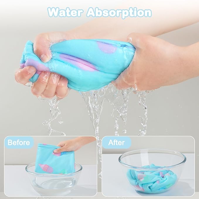 FIOBEE Microfiber Hair Towel Wrap for Kid Rapid Drying Towel Absorbent Hair Turbans for Wet Hair with Button Women Girls Long Curly Hair Pack of 2, Teal/Pink Ice Cream