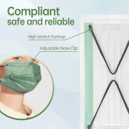 Jointown Disposable Face Mask - 3 Ply Protection Face Masks, 100 Pack Morandi