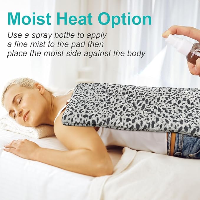 Heating Pad for Back Pain and Cramps Relief, Ultra Soft Microplush Heating Pad with 12 Heat Setting, Moist Heat Function and 1-24H Auto Shut Off, Stay on Function,12” x 24” Hot Heated Pad (Grey)
