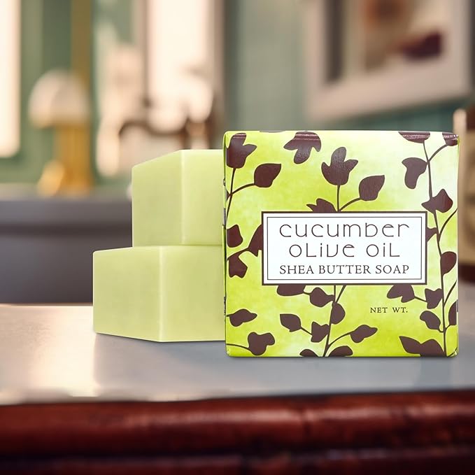 Greenwich Bay Mini Botanical Soap Bars – 12 Pack 1.9 oz Each – Individually Wrapped Guest Soaps for Airbnb, Spa, Travel, Bath – Travel Size Bar Soap Set, Cucumber Olive Oil